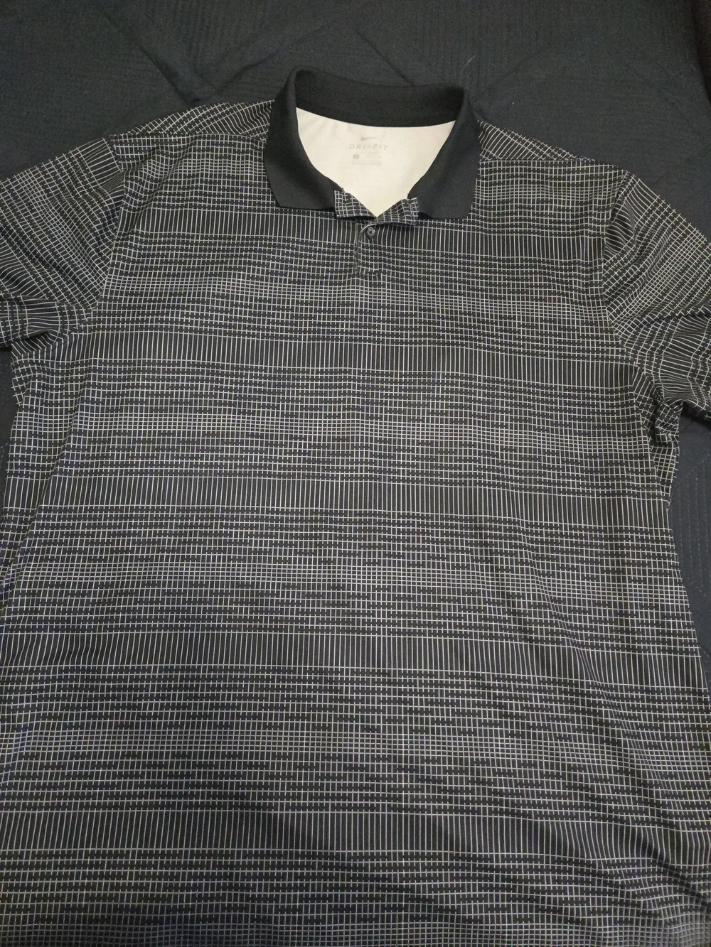 Nike Men’s Black Dri-FIT Patterned Polo Shirt #428